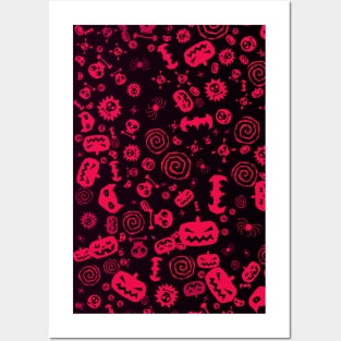 Halloween Pattern Art Design Red Posters and Art